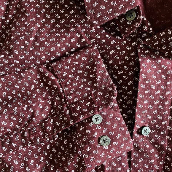 Express Men's 100% Cotton Button Down Shirt - Maroon - XL - Extra Slim Fit - Picture 3 of 5